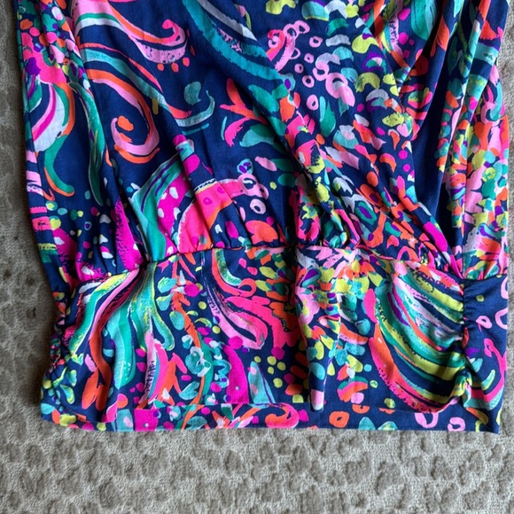 Lilly Pulitzer Heron Beach Loot Sleeveless Faux Wrap Blouse, size XS - Picture 5 of 8